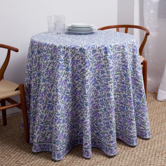 Aria Round Tablecloth - Lavender/Blue